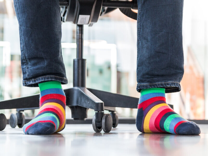 Rainbow-colored socks